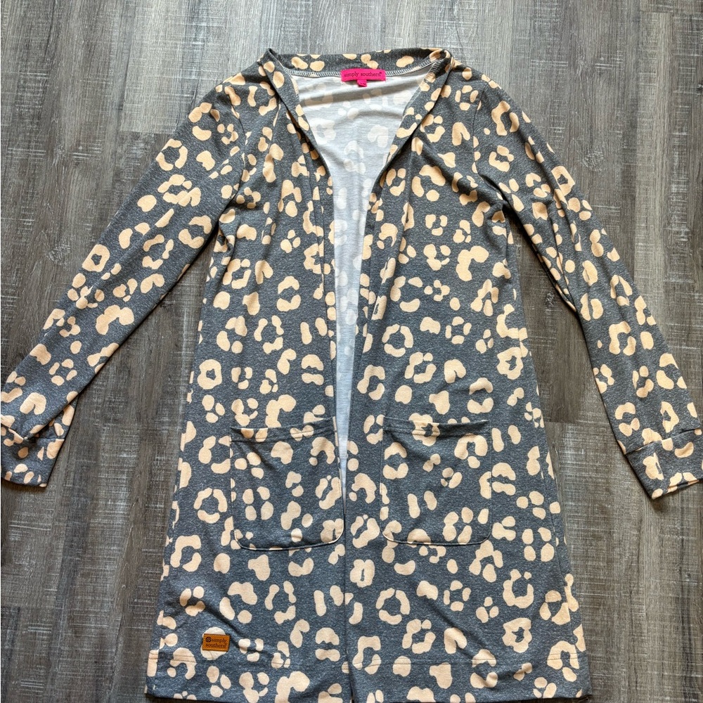 NWOT - Simply Southern Gray Leopard Print Cardigan
